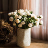 Artificial Flower Eco PE Camellia Bloom Stem Set in White 16" Tall - RusticReach