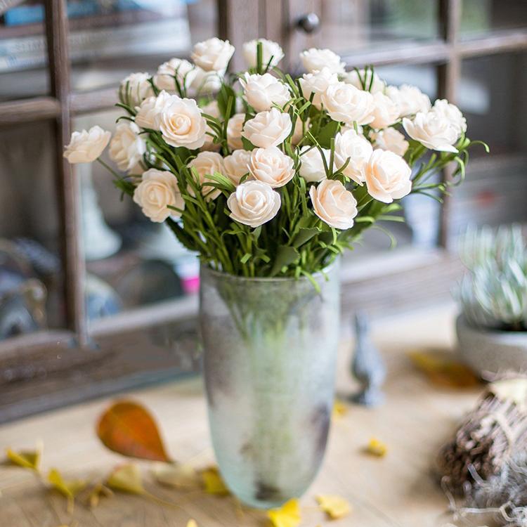 Artificial Flower Eco PE Camellia Bloom Stem Set in White 16" Tall - RusticReach