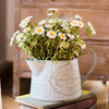 Faux Silk Artificial Flower Eco PE Small Daisy Stem Set in White 15" Tall - RusticReach