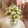 Faux Silk Artificial Flower Eco PE Small Daisy Stem Set in White 15" Tall - RusticReach