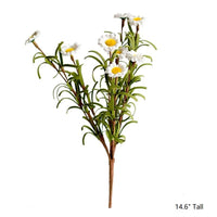Artificial Flower Eco PE Small Daisy Stem Set in White 15" Tall RusticReach 