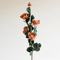 Artificial Flower PE French Rose Bloom Stem Set in Red 25" Tall RusticReach 