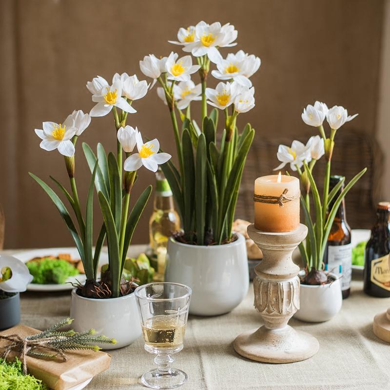 Artificial Silk Real Touch Daffodil Flower Bonsai - RusticReach