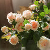 Faux Artificial Flower Silk 4 Rose Bloom Stem in Champagne Color 31" Tall - RusticReach