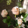 Faux Artificial Flower Silk 4 Rose Bloom Stem in Champagne Color 31" Tall - RusticReach