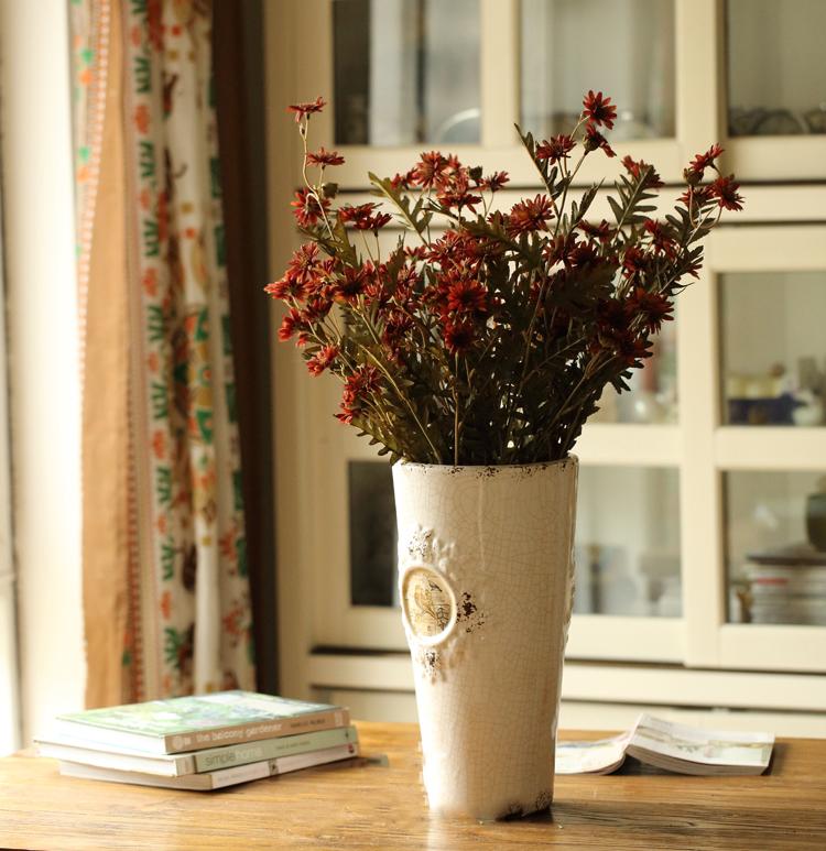 Faux Silk Artificial Flower Chrysanthemum Stem in Various Colors 34" Tall - RusticReach