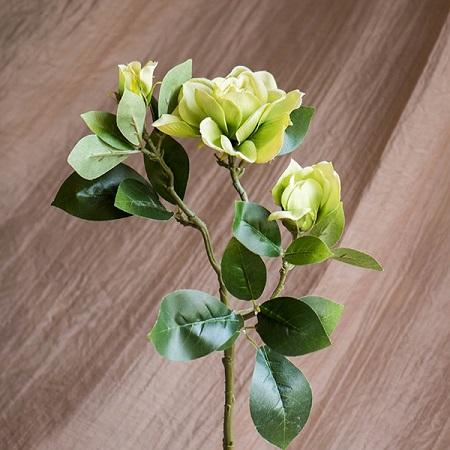 Artificial Flower Silk Gardenia Stem in Green or White 25" Tall RusticReach 