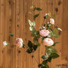 Artificial Flower Silk Rose Flower Bloom and Bud Stem in Pink 39" Tall - RusticReach