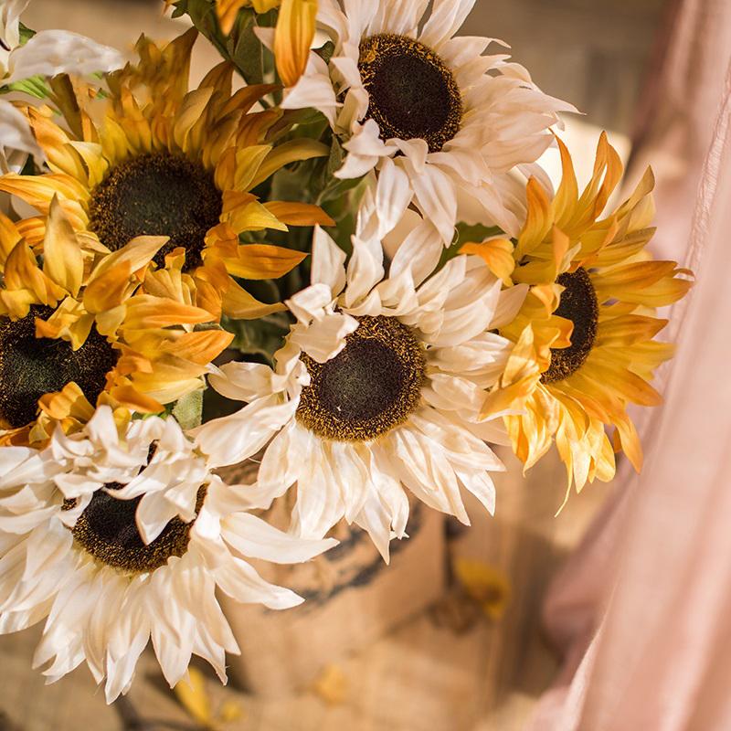 Faux Silk Artificial Flower Van Gogh Sunflower Bunch 21" Tall - RusticReach