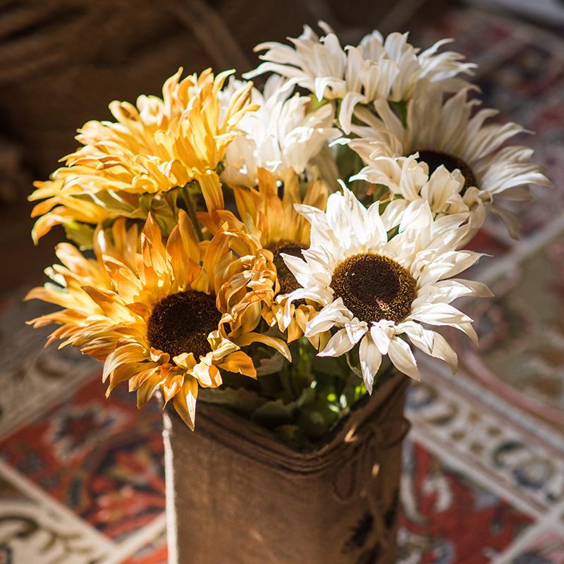 Faux Silk Artificial Flower Van Gogh Sunflower Bunch 21" Tall - RusticReach
