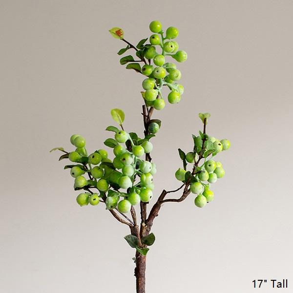 Artificial Fruit Artificial Berry Stem in Green 17" Tall RusticReach 