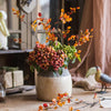 Artificial Fruit Berry Bunch Green and Orange Red 11" Tall Plant Stem - RusticReach