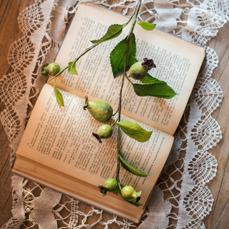 Artificial Fruit Green Papaya Stem 24" Tall Silk Plant - RusticReach