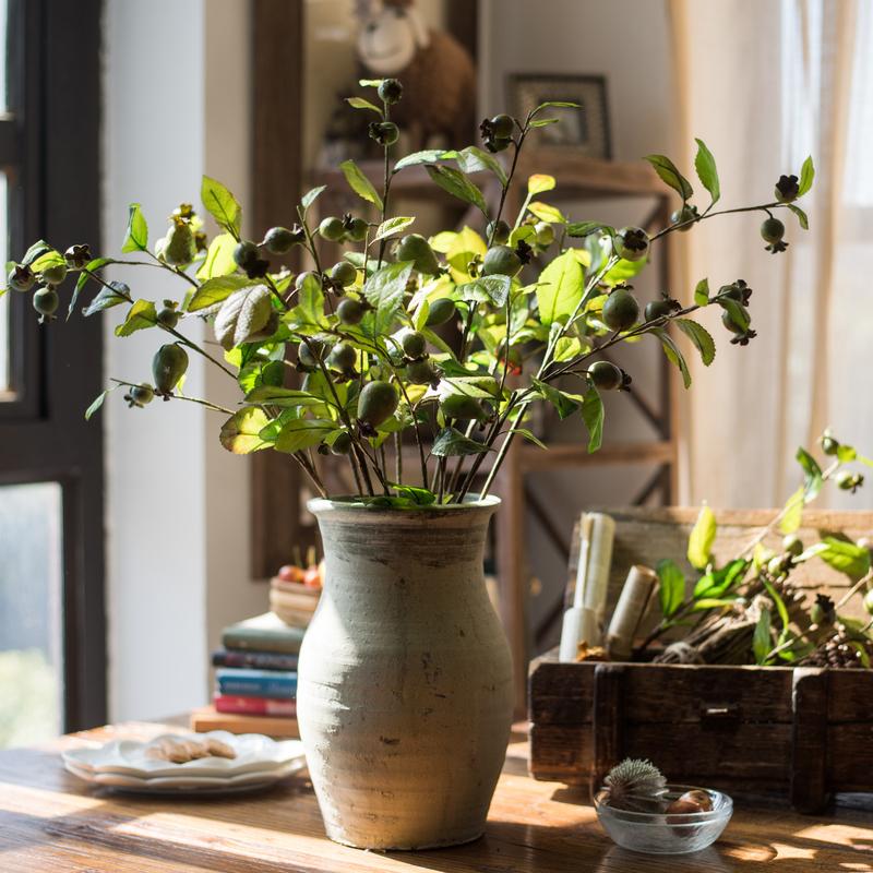 Artificial Fruit Green Papaya Stem 24" Tall Silk Plant - RusticReach