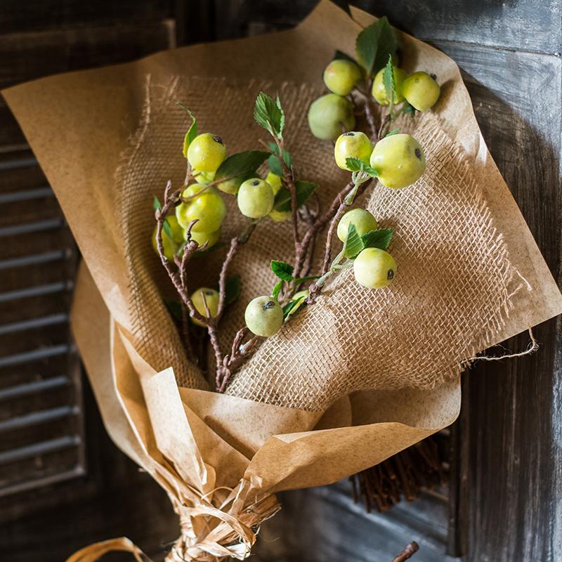 Artificial Fruit Mini Apple Stems in Green 23" Tall Silk Plant - RusticReach