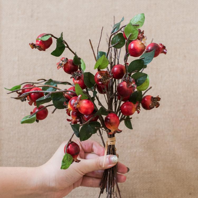Artificial Fruit Pomegranate Fruit Bouquet 12" Tall - RusticReach