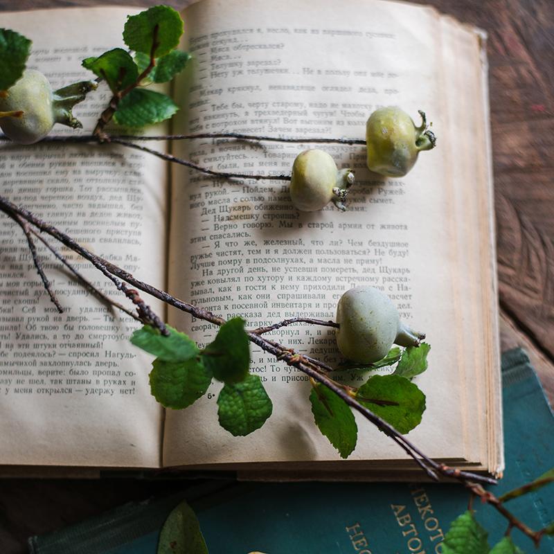 Artificial Fruit Rose Hip Stem in Green 20" Tall Silk Plant - RusticReach