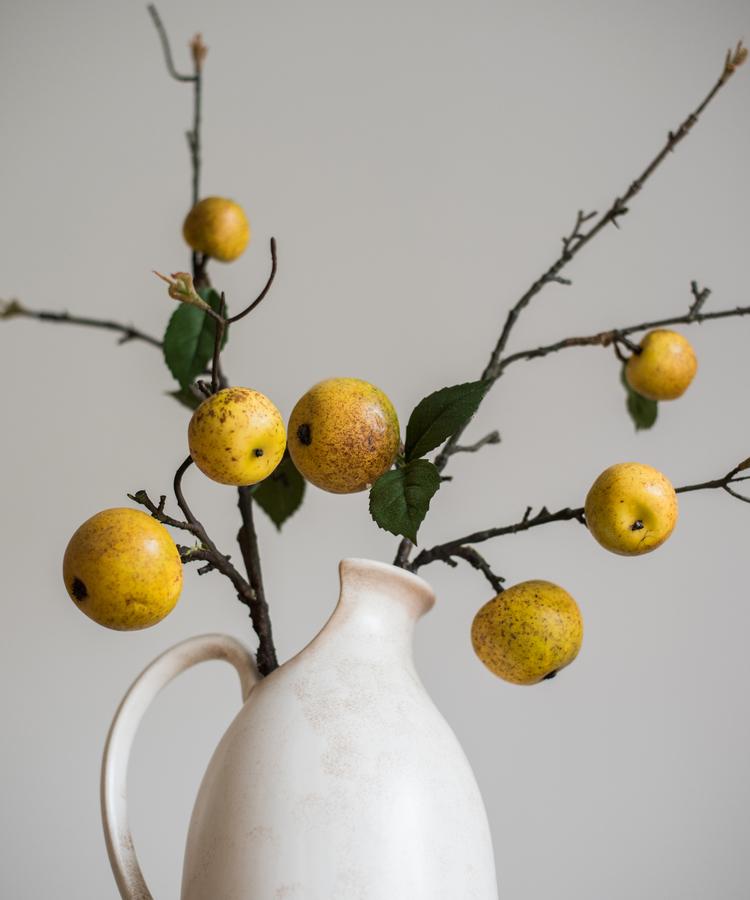 Artificial Fruit Yellow Apple Pear Stem 27" Tall - RusticReach