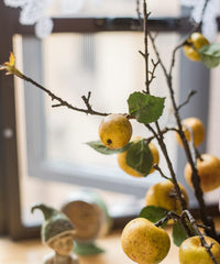 Artificial Fruit Yellow Apple Pear Stem 27" Tall RusticReach 
