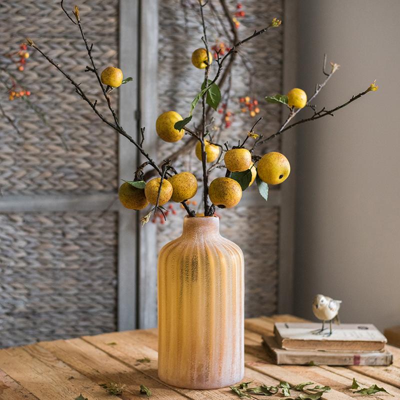 Artificial Fruit Yellow Apple Pear Stem 27" Tall - RusticReach