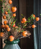 Artificial Fruit Yellow Orange Pomegranate Fruit Stem 36" Tall - RusticReach