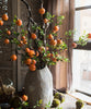 Artificial Fruit Yellow Orange Pomegranate Fruit Stem 36" Tall - RusticReach