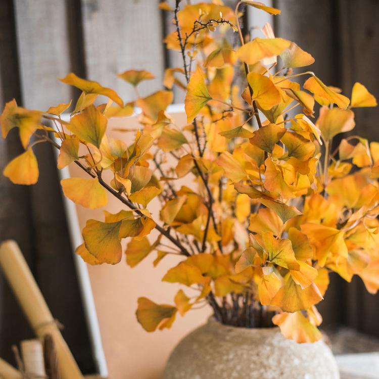 Artificial Ginkgo Stem in Yellow 37" Tall Faux - RusticReach