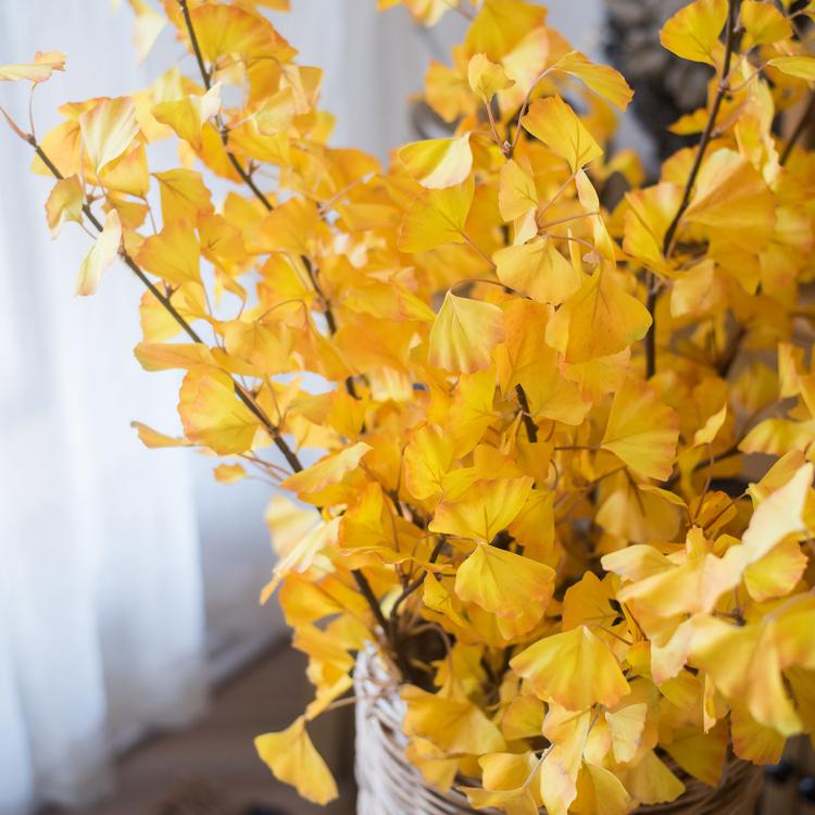 Artificial Ginkgo Stem in Yellow 37" Tall Faux - RusticReach
