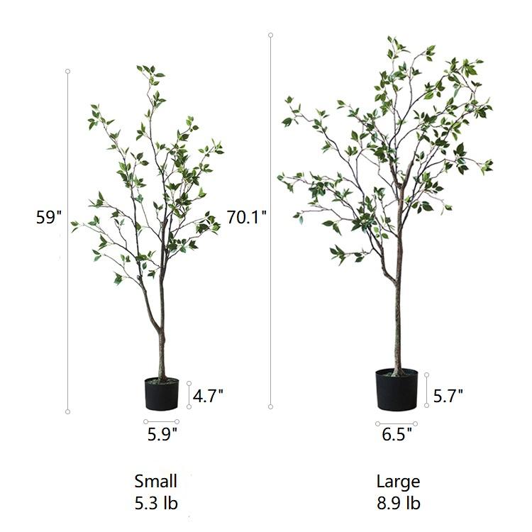 Artificial Green Leaf Faux Tree In Pot - RusticReach