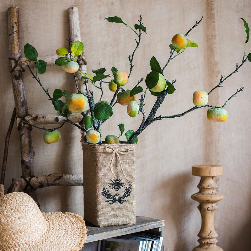 Artificial Green Persimmon Fruit Stem 31" Tall - RusticReach