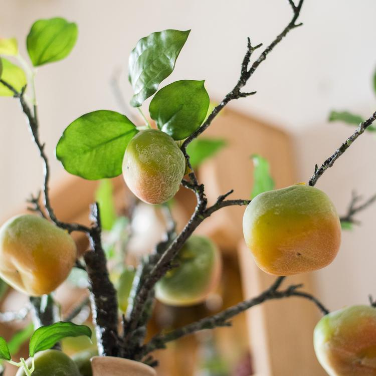 Artificial Green Persimmon Fruit Stem 31" Tall - RusticReach