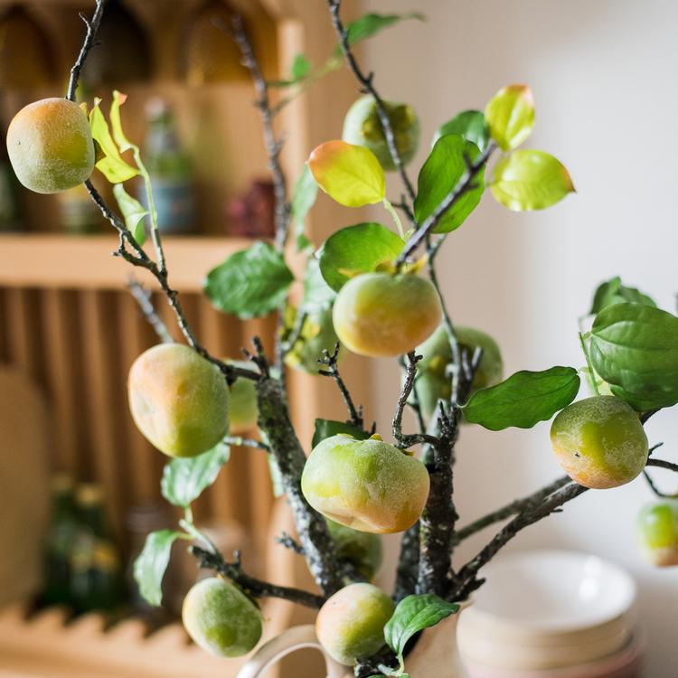 Artificial Green Persimmon Fruit Stem 31" Tall - RusticReach