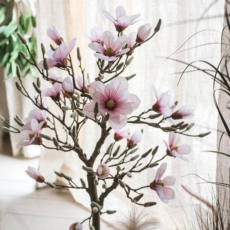 magnolia plant pots Artificial Silk Pink Magnolia Tree In Pot