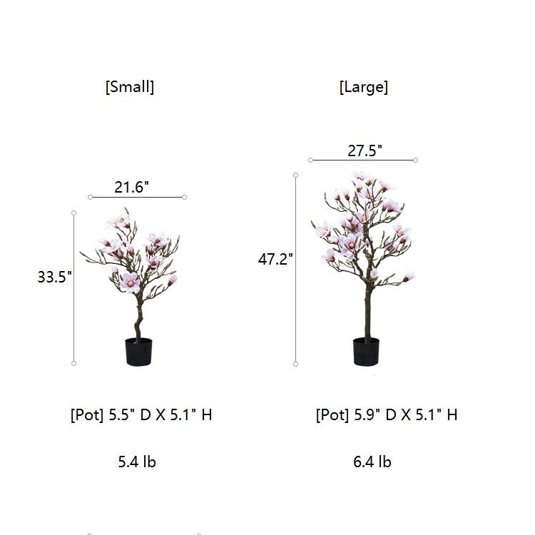 Artificial Silk Pink Magnolia Tree In Pot - RusticReach