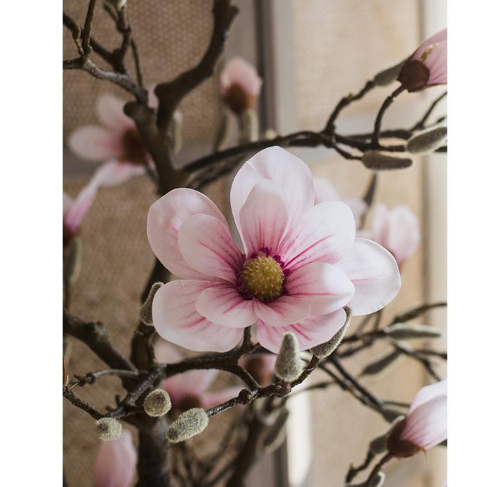 Artificial Silk Pink Magnolia Tree In Pot - RusticReach