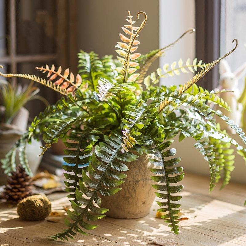 artificial indoor fern plants Artificial Faux Plant Big Rock Fern Stem 22" Tall – RusticReach