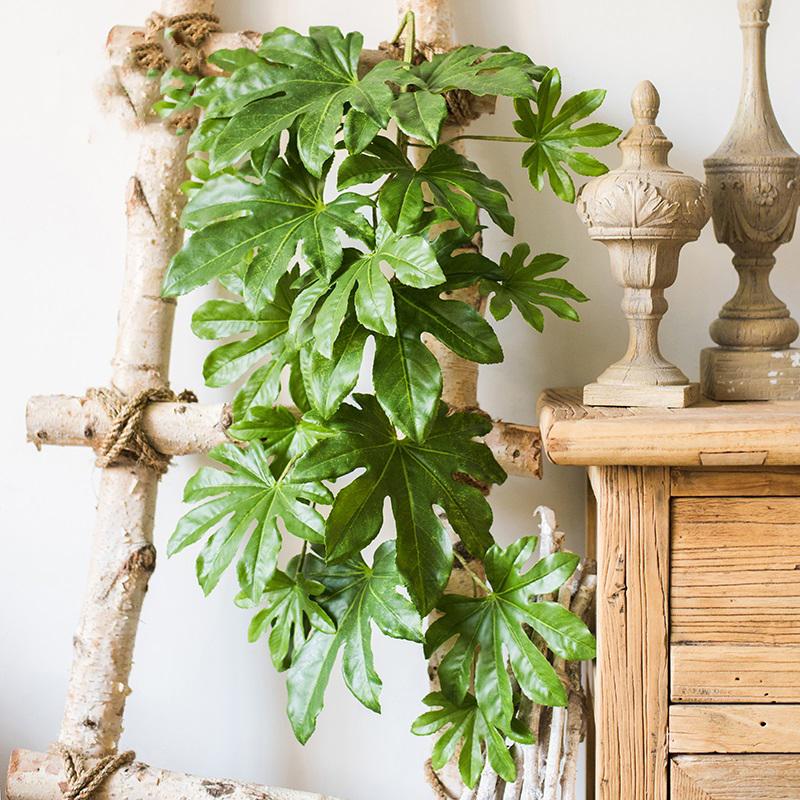 large hanging artificial plants Artificial Plant Fatsia Leaf Vines 32" Long – RusticReach