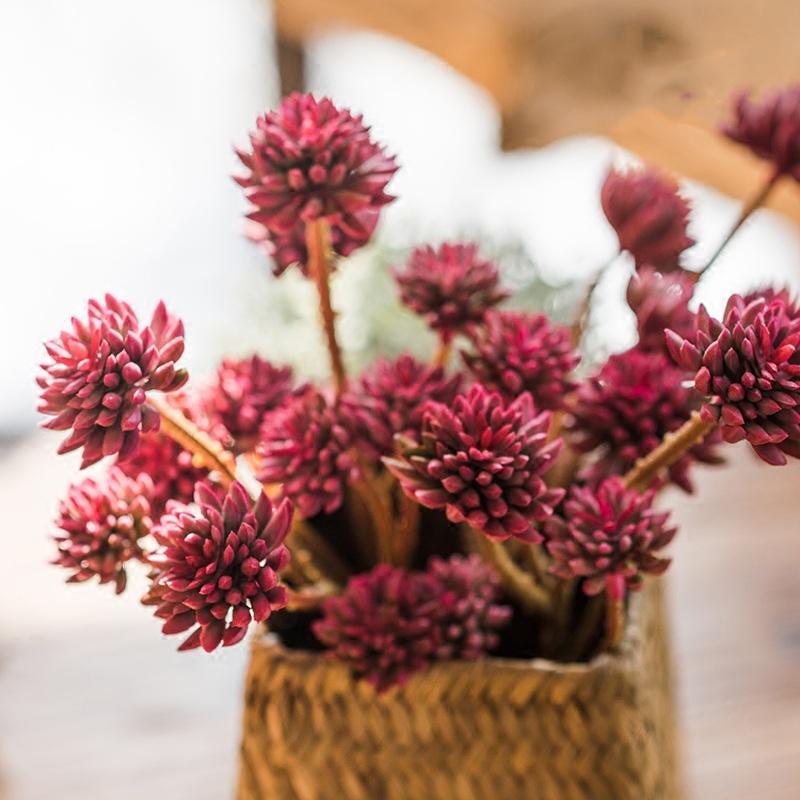 Artificial Plant Faux Succulent Stem Set in Red 13" Tall - RusticReach