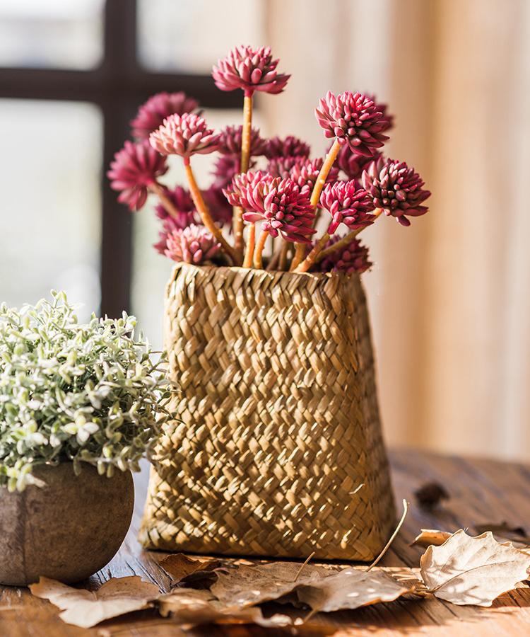 Artificial Plant Faux Succulent Stem Set in Red 13" Tall - RusticReach