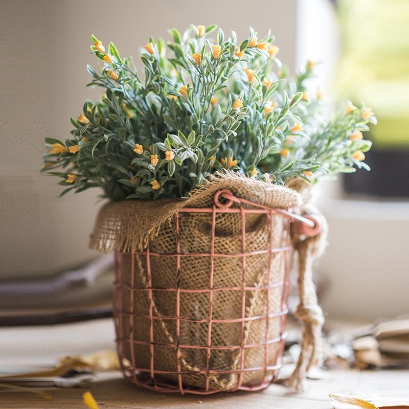 Artificial Plant Silk Small Orchid Stem Set in Yellow 13" Tall - RusticReach