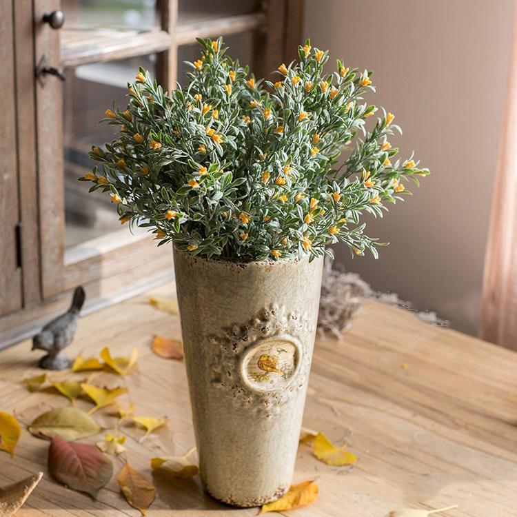 Artificial Plant Silk Small Orchid Stem Set in Yellow 13" Tall - RusticReach