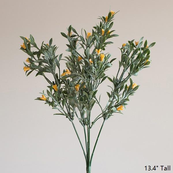 Artificial Plant Silk Small Orchid Stem Set in Yellow 13" Tall - RusticReach