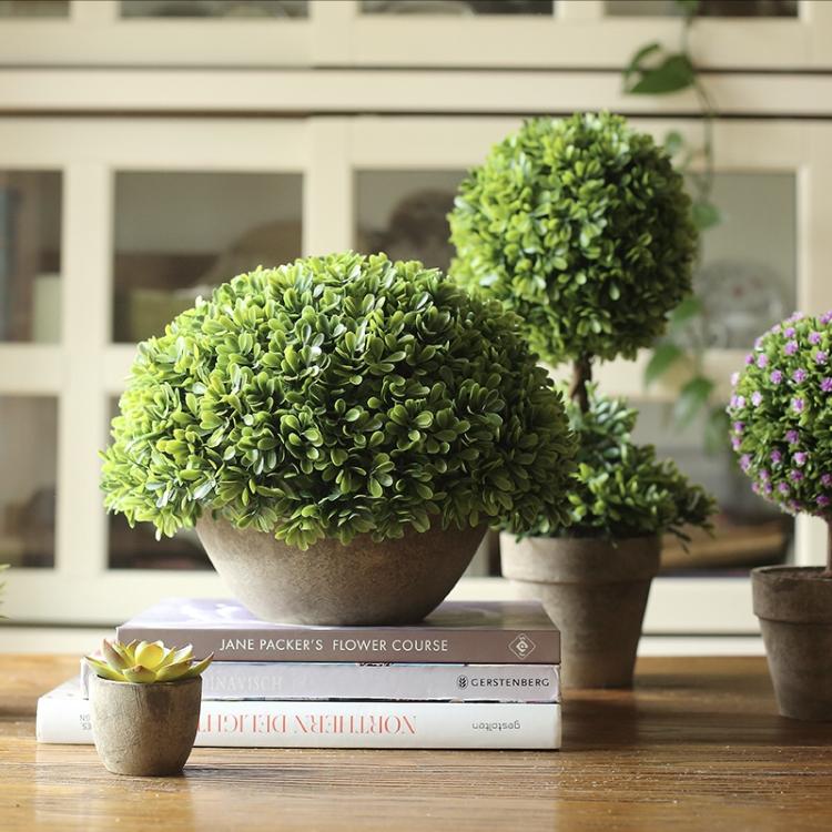 Artificial Potted Boxwood Faux Topiary RusticReach 