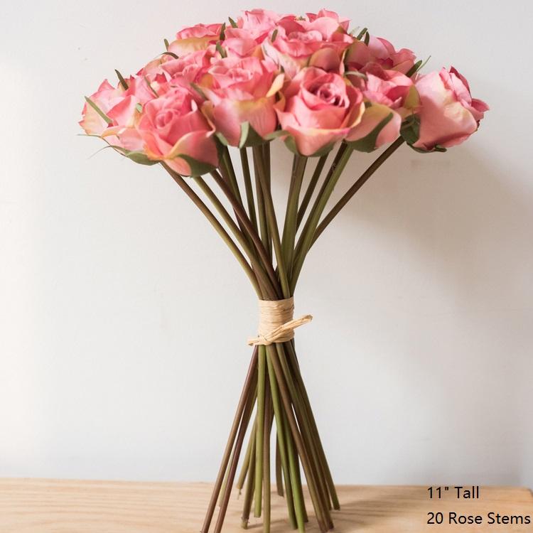 Artificial Rose Bouquet Small Pink Yellow Rose RusticReach 