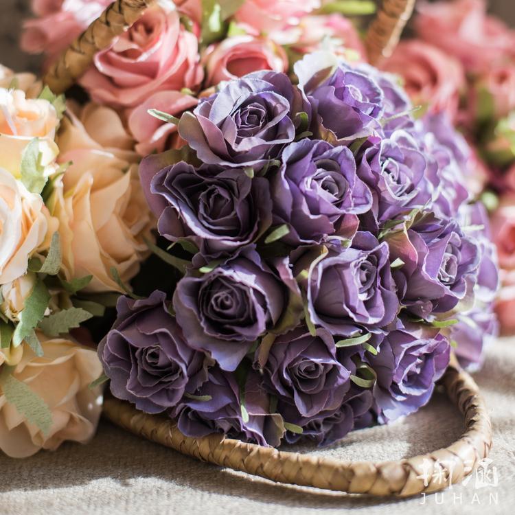 Artificial Silk Rose Flower Bouquet Small in Various Colors - RusticReach