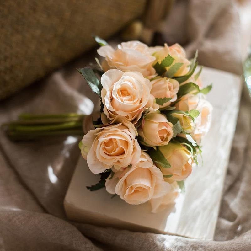 Artificial Silk Rose Flower Bouquet Small in Various Colors - RusticReach