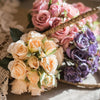 Artificial Silk Rose Flower Bouquet Small in Various Colors - RusticReach