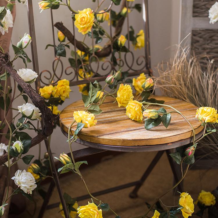 Artificial Silk Rose Vine in White or Yellow 59" Long - RusticReach