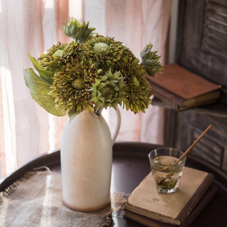 Artificial Sunflower Bouquet in Green or Orange 18" Tall - RusticReach