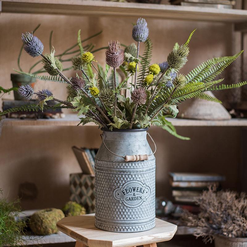 Faux Silk Artificial Thistle Flower Stem 26" Tall - RusticReach